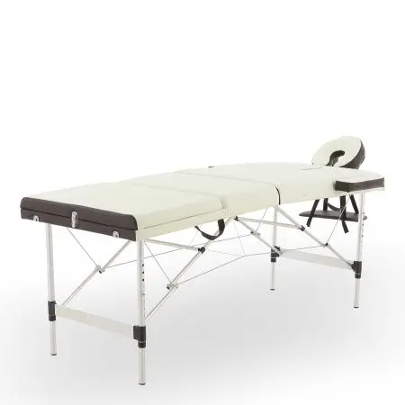 массажный стол складной med-mos jfal01a 3-х секционный, алюминиевая  рама, коричневый от магазина zdorov.by