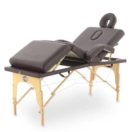 массажный стол складной med-mos jf-tapered 4-х секционный, деревянная  рама, бежевый от магазина zdorov.by