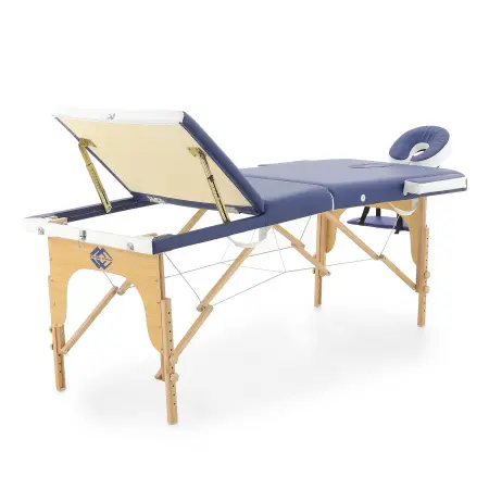 массажный стол складной med-mos jf-ay01 3-х секционный, деревянная  рама, белый-голубой от магазина zdorov.by
