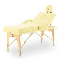 Массажный стол складной MED-MOS JF-Tapered 4-х секционный, деревянная  рама, кофе с молоком от магазина zdorov.by