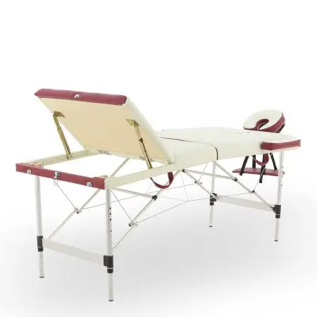 массажный стол складной med-mos jfal01a 3-х секционный, алюминиевая  рама, коричневый от магазина zdorov.by