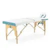 массажный стол складной med-mos jf-ay01 3-х секционный, деревянная  рама, белый-голубой от магазина zdorov.by