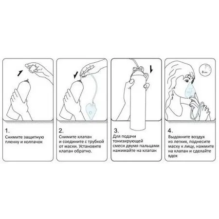 Кислородные баллончики Основной элемент на 17 литров с мягкой маской 6 шт фото в интернет магазине | zdorov.by