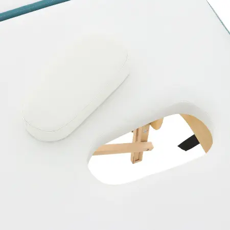 массажный стол складной med-mos jf-ay01 3-х секционный, деревянная  рама, белый-голубой от магазина zdorov.by