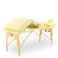 Массажный стол складной MED-MOS JF-Tapered 4-х секционный, деревянная  рама, кофе с молоком от магазина zdorov.by