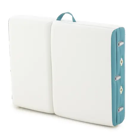 массажный стол складной med-mos jf-ay01 3-х секционный, деревянная  рама, белый-голубой от магазина zdorov.by